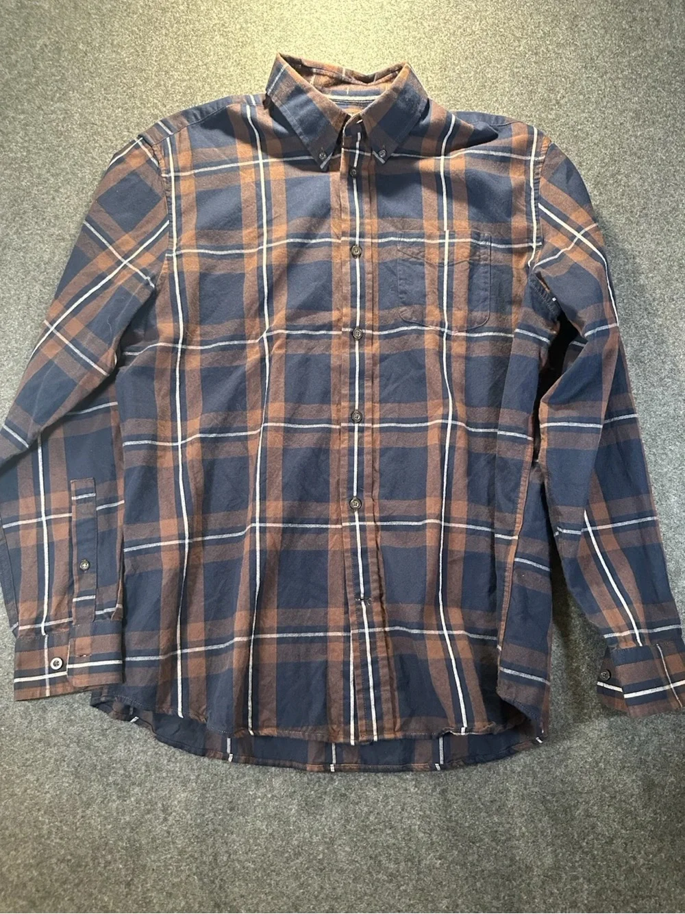 Banana Republic Navy and Brown Plaid Button-Up Shirt